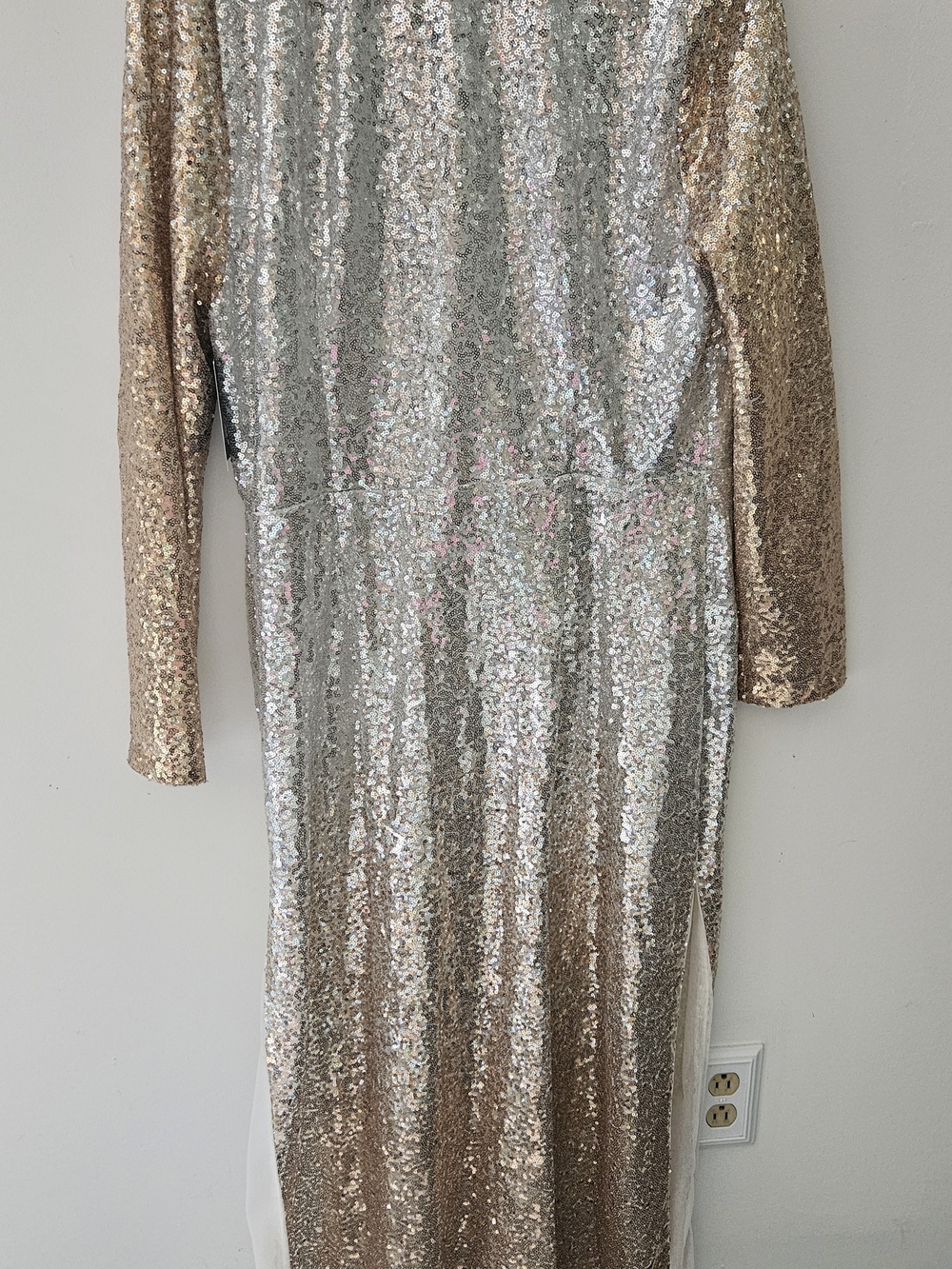 Alexia Admor Silver and Gold Sequin Duster Cardigan size Large - Picture 4 of 12